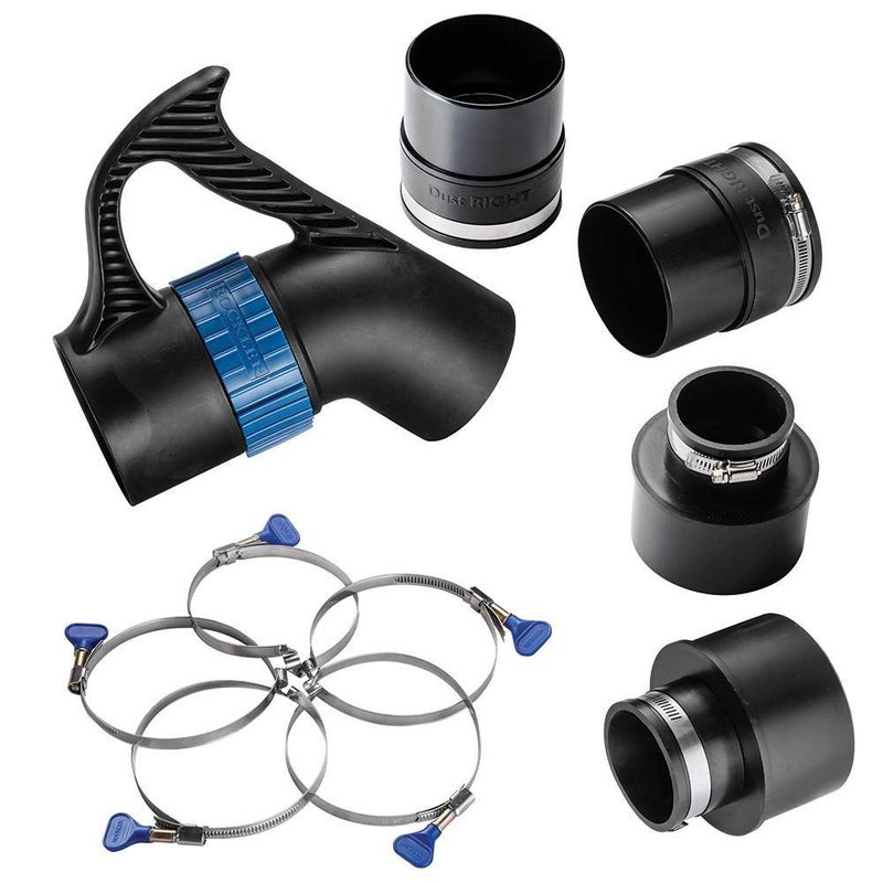 Rockler Dust Collection Fittings â€“ Polymer Dust Right Quick Change Multi-Port Tool Set w/Quick Change Handle, 2.5'' to 4'' Tool Ports, 4'' Keyed Bridge Hose Clamps â€“ Shop Dust Collection Fittings - Image 3